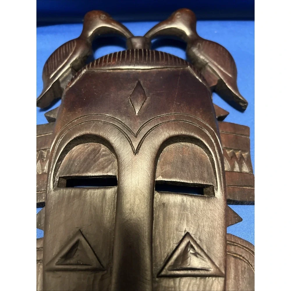 Vtg Hand Carved African Tribal Senufo Kpelie Mask Wood 16x7
